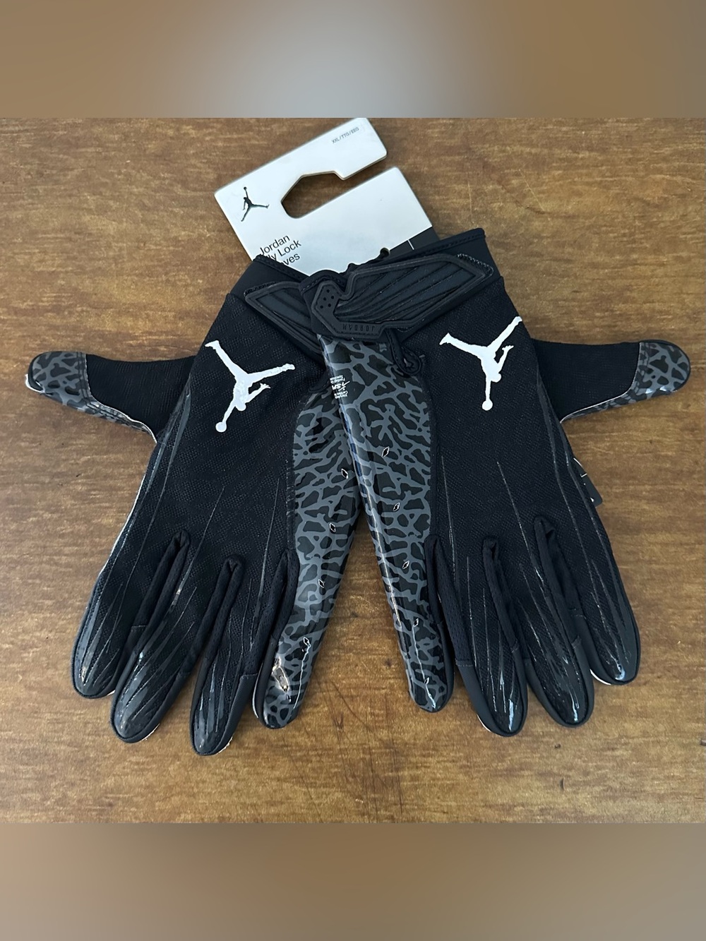 Nike Jordan Jet 7.0 Football Gloves Black Cement Black Men’s Size 2XL NWT